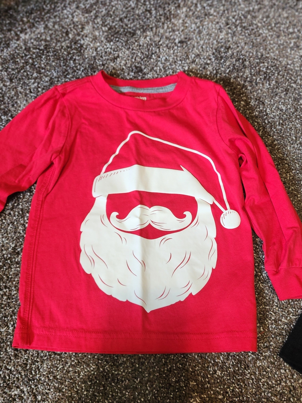 Simple Red Long-Sleeve Santa Face Tee